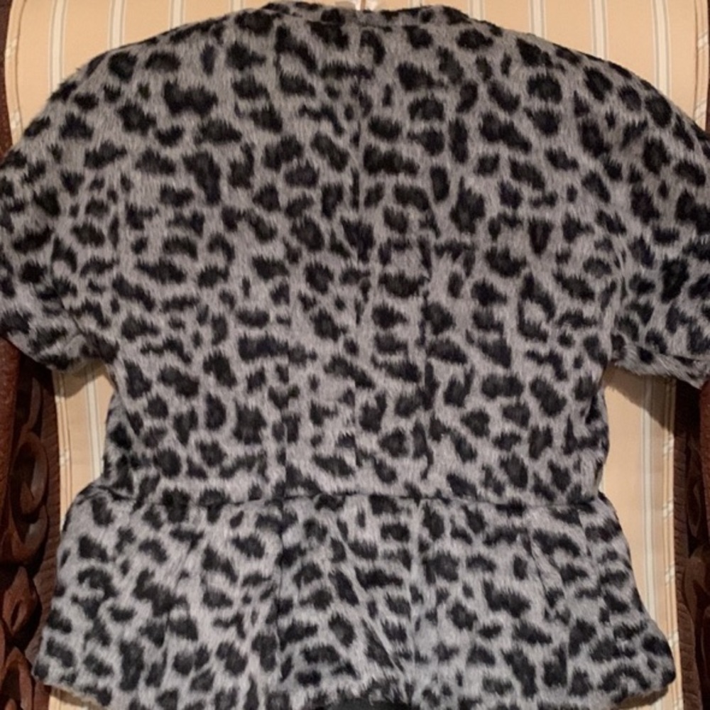 BCBGMAXAZRIA LUXURY DAVIE WOVEN FAUX FUR SHORT SLEEVE LEOPARD 🐆 PRINT JACKET S - Picture 6 of 11